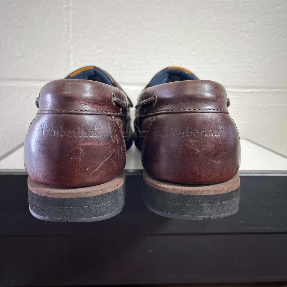 Timberland 55596 Brown Leather Boat Shoes Moc Toe Loafers Slip On Men's 12 M